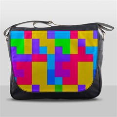 Colorful Tetris Shapes 			messenger Bag by LalyLauraFLM