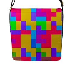 Colorful Tetris Shapes 			flap Closure Messenger Bag (l) by LalyLauraFLM