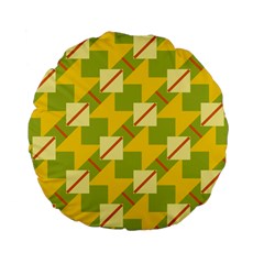 Squares And Stripes 	standard 15  Premium Flano Round Cushion by LalyLauraFLM