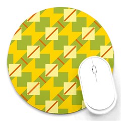 Squares And Stripes 			round Mousepad by LalyLauraFLM