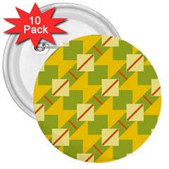 Squares And Stripes 			3  Button (10 Pack) by LalyLauraFLM