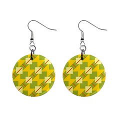 Squares And Stripes 			1  Button Earrings by LalyLauraFLM