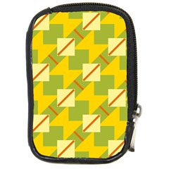 Squares And Stripes 			compact Camera Leather Case by LalyLauraFLM