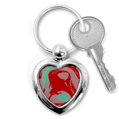 Red Pink Green Texture 			key Chain (heart) by LalyLauraFLM