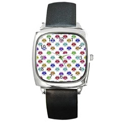 Fantasy Angry Birds Drawings Pattern Square Metal Watches by dflcprints