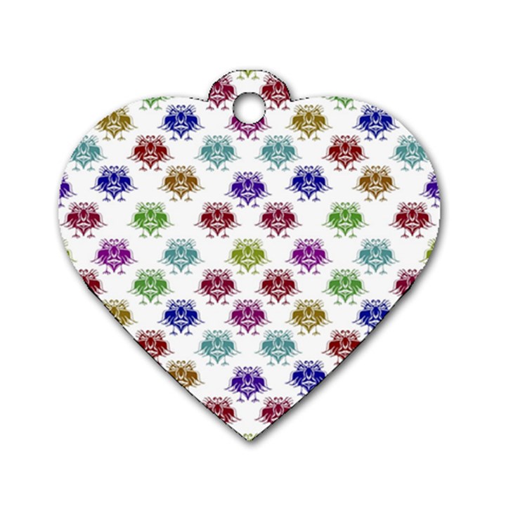 Fantasy Angry Birds Drawings Pattern Dog Tag Heart (One Side)