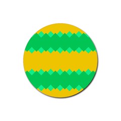 Green Rhombus Chains 			rubber Round Coaster (4 Pack)