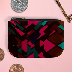 Brown Pink Blue Shapes 	mini Coin Purse by LalyLauraFLM