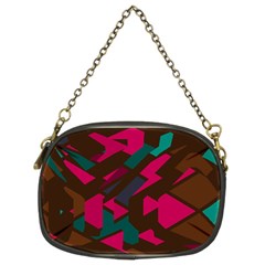 Brown Pink Blue Shapes 	chain Purse (two Sides) by LalyLauraFLM