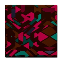 Brown Pink Blue Shapes 			tile Coaster by LalyLauraFLM