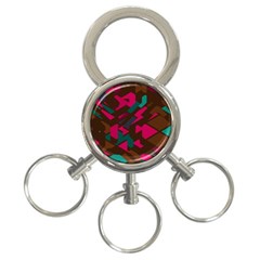 Brown Pink Blue Shapes 			3-ring Key Chain by LalyLauraFLM