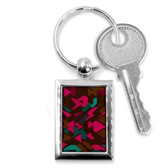 Brown Pink Blue Shapes 			key Chain (rectangle) by LalyLauraFLM