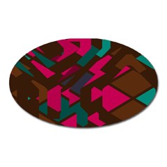 Brown Pink Blue Shapes 			magnet (oval) by LalyLauraFLM