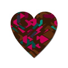 Brown Pink Blue Shapes 			magnet (heart) by LalyLauraFLM