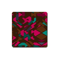 Brown Pink Blue Shapes 			magnet (square) by LalyLauraFLM