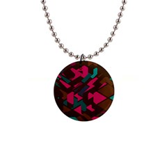 Brown Pink Blue Shapes 			1  Button Necklace by LalyLauraFLM