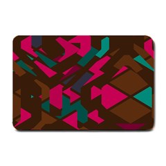 Brown Pink Blue Shapes 			small Doormat by LalyLauraFLM