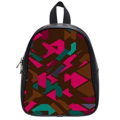 Brown Pink Blue Shapes 			school Bag (small) by LalyLauraFLM