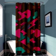 Brown Pink Blue Shapes 	shower Curtain 36  X 72  by LalyLauraFLM