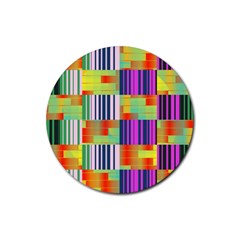 Vertical And Horizontal Stripes 			rubber Round Coaster (4 Pack)