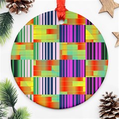 Vertical And Horizontal Stripes 			ornament (round) by LalyLauraFLM