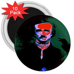 Edgar Allan Poe Pop Art  3  Magnets (10 Pack)  by icarusismartdesigns