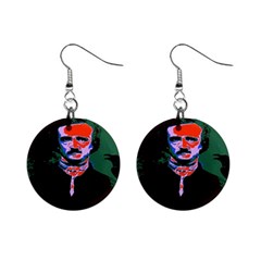 Edgar Allan Poe Pop Art  Mini Button Earrings by icarusismartdesigns