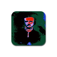 Edgar Allan Poe Pop Art  Rubber Square Coaster (4 Pack)  by icarusismartdesigns