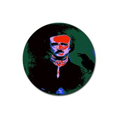 Edgar Allan Poe Pop Art  Rubber Coaster (round)  by icarusismartdesigns