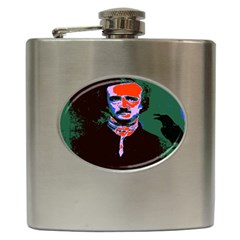 Edgar Allan Poe Pop Art  Hip Flask (6 Oz) by icarusismartdesigns