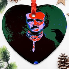 Edgar Allan Poe Pop Art  Heart Ornament (2 Sides)