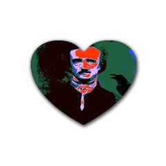 Edgar Allan Poe Pop Art  Rubber Coaster (heart)  by icarusismartdesigns