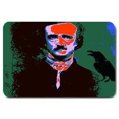 Edgar Allan Poe Pop Art  Large Doormat  by icarusismartdesigns