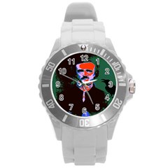 Edgar Allan Poe Pop Art  Round Plastic Sport Watch (l) by icarusismartdesigns