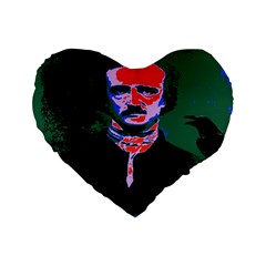 Edgar Allan Poe Pop Art  Standard 16  Premium Heart Shape Cushions by icarusismartdesigns