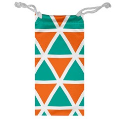 Orange Green Triangles Pattern Jewelry Bag by LalyLauraFLM