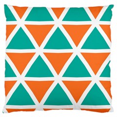 Orange Green Triangles Pattern 	large Flano Cushion Case (two Sides) by LalyLauraFLM