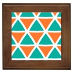 Orange green triangles pattern 			Framed Tile Front