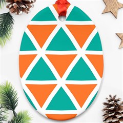 Orange Green Triangles Pattern 			ornament (oval) by LalyLauraFLM