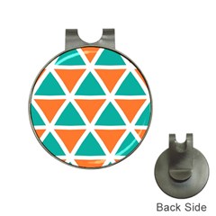 Orange Green Triangles Pattern 			golf Ball Marker Hat Clip by LalyLauraFLM