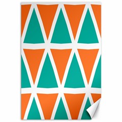 Orange Green Triangles Pattern 			canvas 12  X 18  by LalyLauraFLM