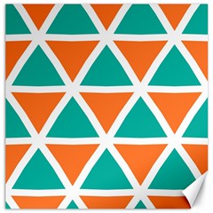 Orange Green Triangles Pattern 			canvas 20  X 20  by LalyLauraFLM