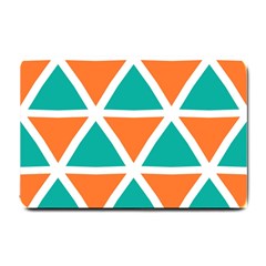 Orange Green Triangles Pattern 			small Doormat by LalyLauraFLM