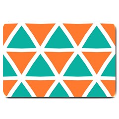 Orange Green Triangles Pattern 			large Doormat by LalyLauraFLM