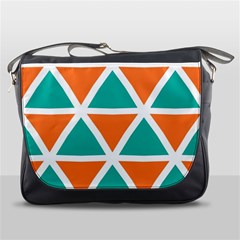 Orange Green Triangles Pattern 			messenger Bag by LalyLauraFLM