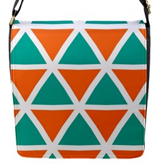 Orange Green Triangles Pattern 			flap Closure Messenger Bag (s) by LalyLauraFLM