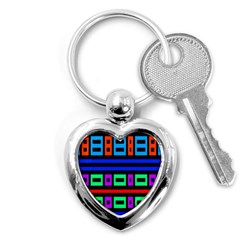 Rectangles And Stripes 			key Chain (heart) by LalyLauraFLM