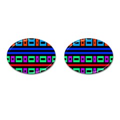 Rectangles And Stripes 			cufflinks (oval) by LalyLauraFLM