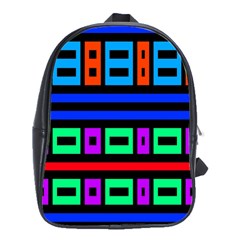 Rectangles And Stripes 			school Bag (large) by LalyLauraFLM