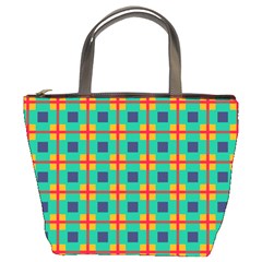 Squares In Retro Colors Pattern 	bucket Bag by LalyLauraFLM